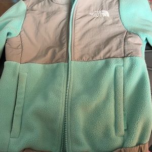 Aqua and grey northface jacket fleece zip up